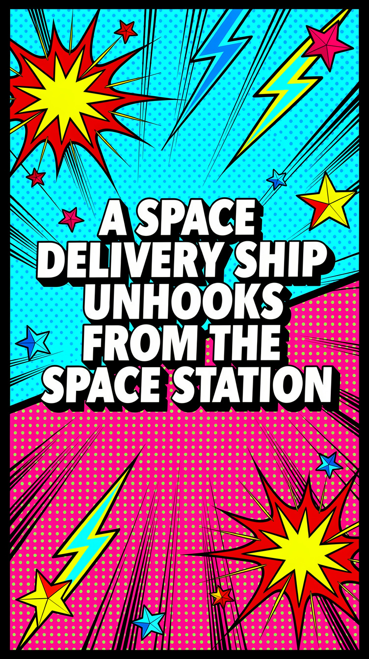 A Space Delivery Ship Unhooks from the Space Station